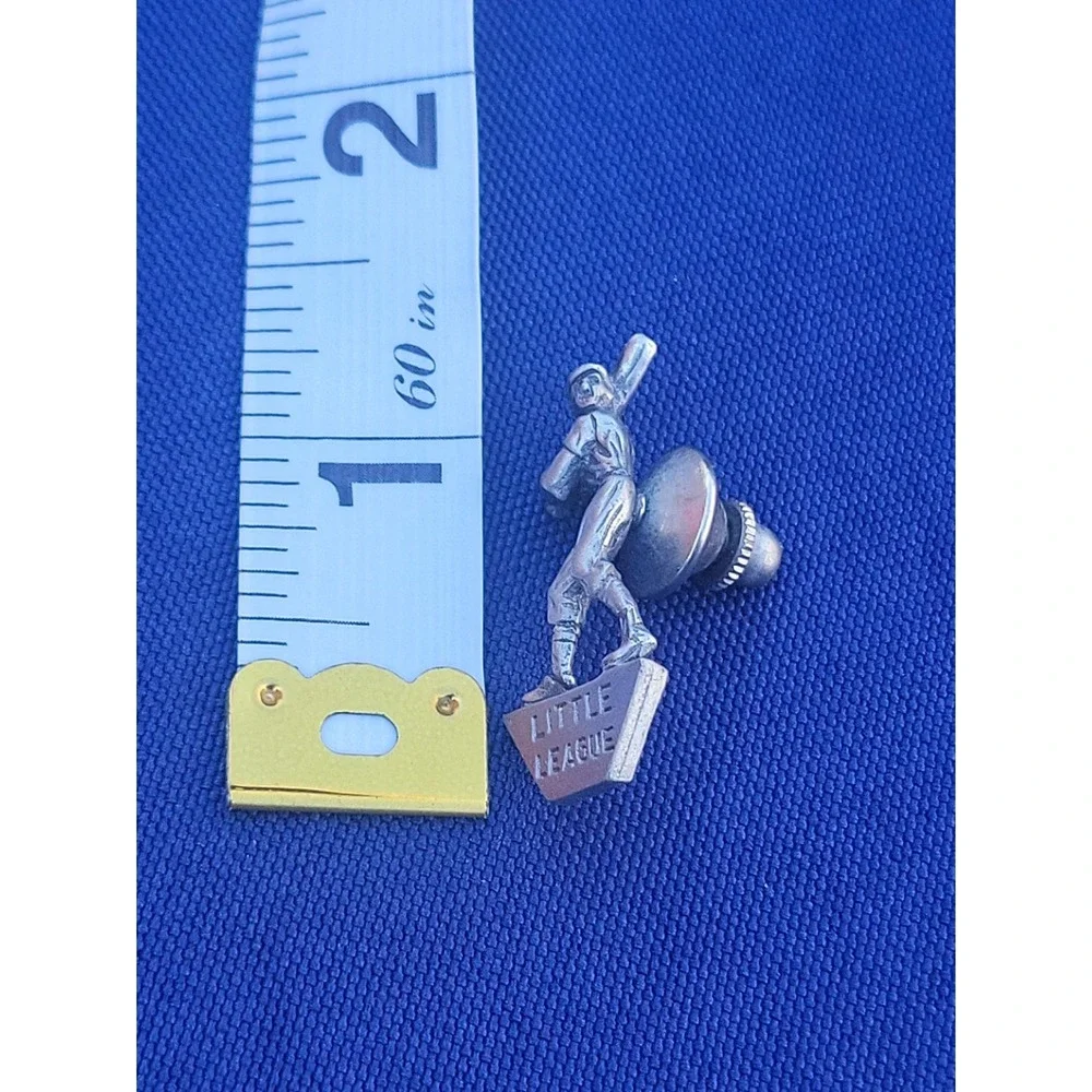 vintage little league baseball lapel‎ pin hat tie tack silver tone